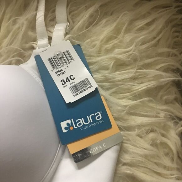 Laura Colombian Lingerie Full Coverage Wired Bra 34C White Wired Wide Back Comfy - Picture 9 of 9